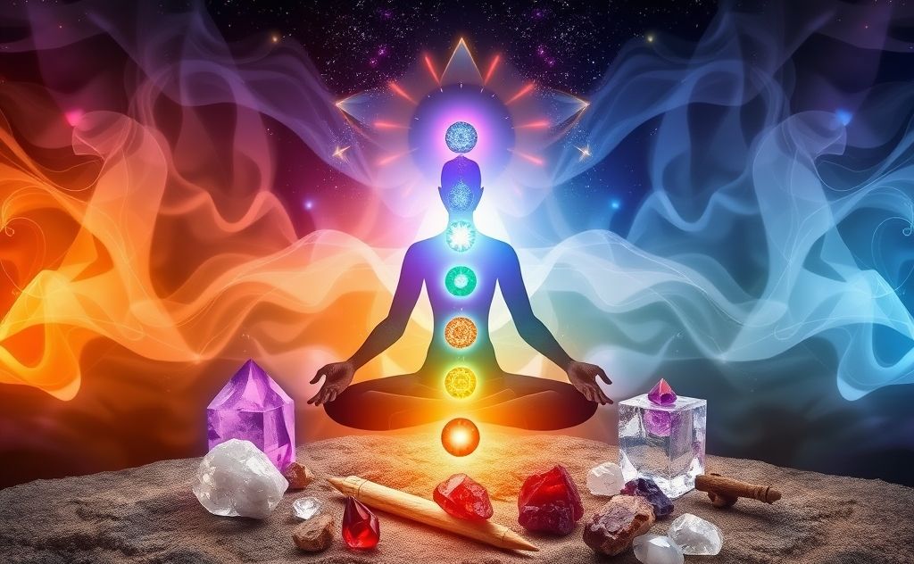 7 Chakras with Healing Crystals and Energy