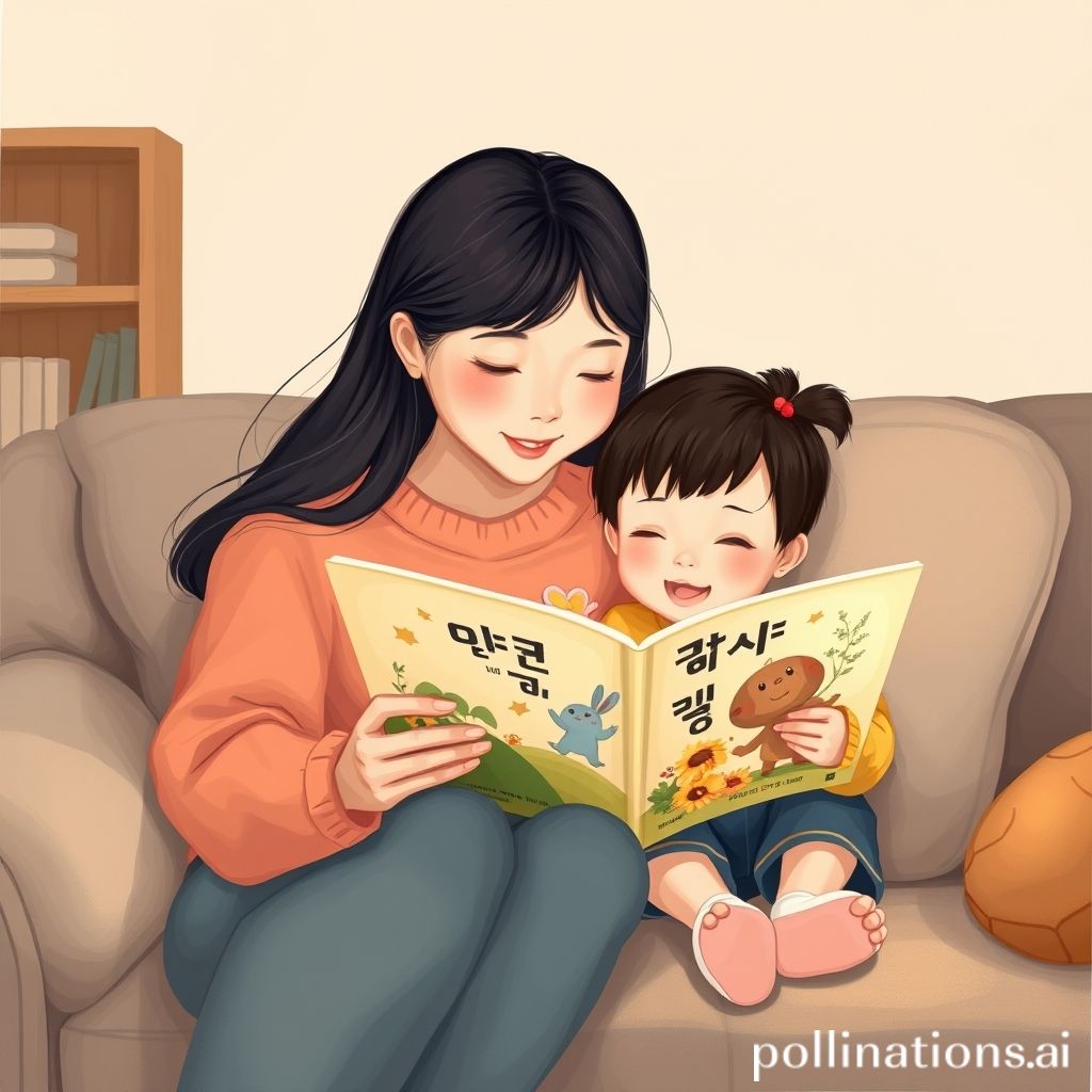 엄마와 아이가 함께 영어 그림책을 읽는 모습