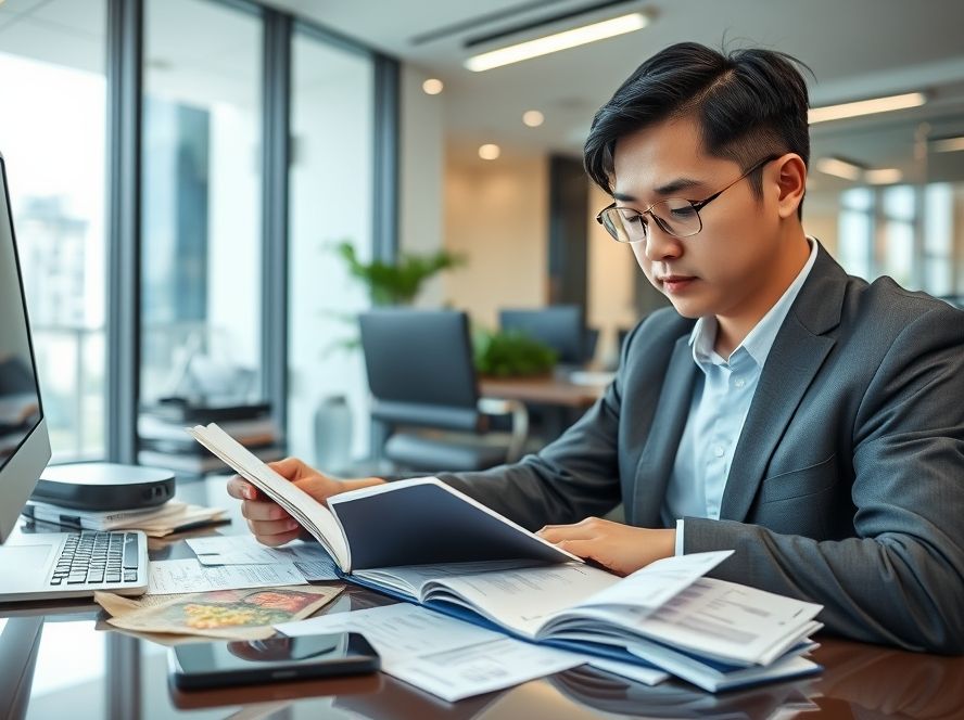 점심값 영수증과 지출 내역을 꼼꼼히 정리하는 직장인