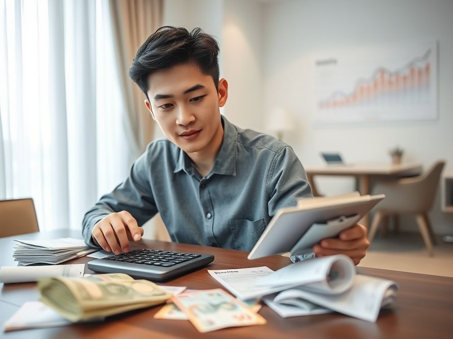 월 소비 규모에 따라 최적의 금융 상품을 계산하는 모습.