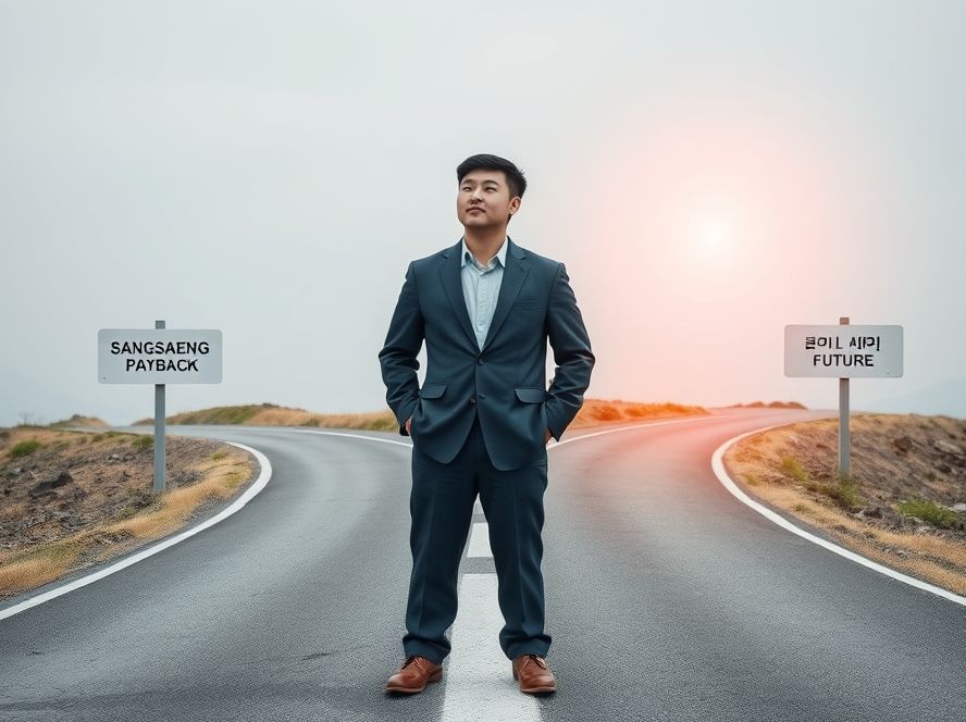 상생페이백과 지역화폐 사이에서 고민하다가 최적의 전략적 길을 발견하는 모습.