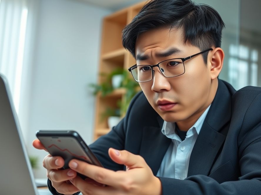 신용 점수 하락 경고! 금융 상품에 혼란스러워하는 모습.