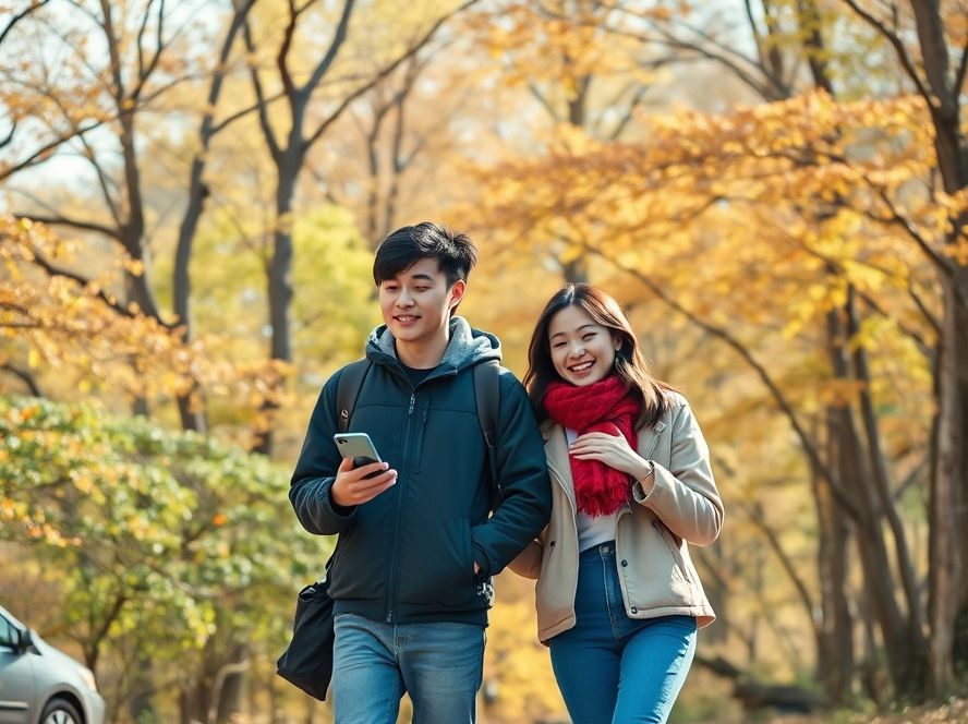 스마트한 방문 전략으로 화담숲을 즐기는 모습