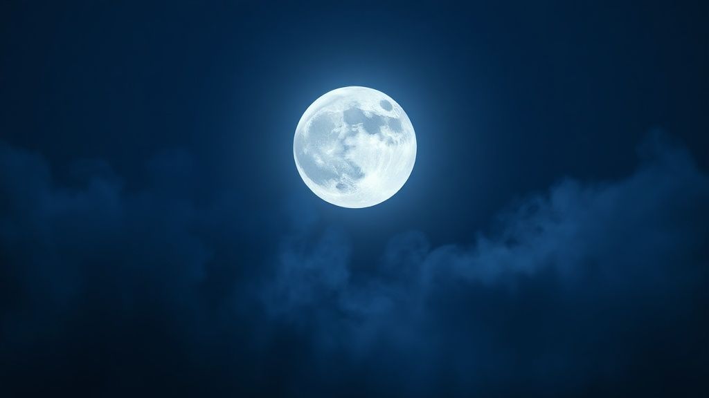 A Scorpio soul immersed in indigo twilight. A luminous full moon, December 15th, 2025, casts a silver glow. Ethereal smoke swirls, reflecting emotional release and introspection.