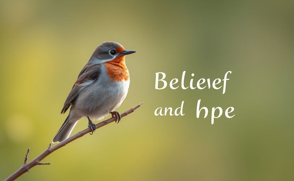 A bird perched on a branch, symbolizing belief and hope.
