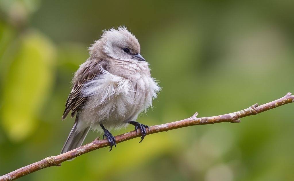 A bird preening its feathers on a branch in a natural setting