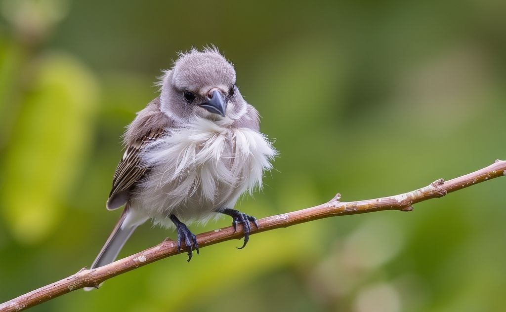 A bird preening its feathers on a branch in a natural setting.