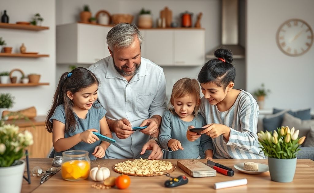 A busy family enjoying quality time together with efficient home tools.