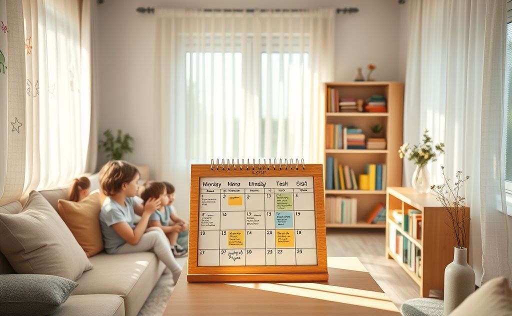 A calm home environment with a structured daily schedule for kids