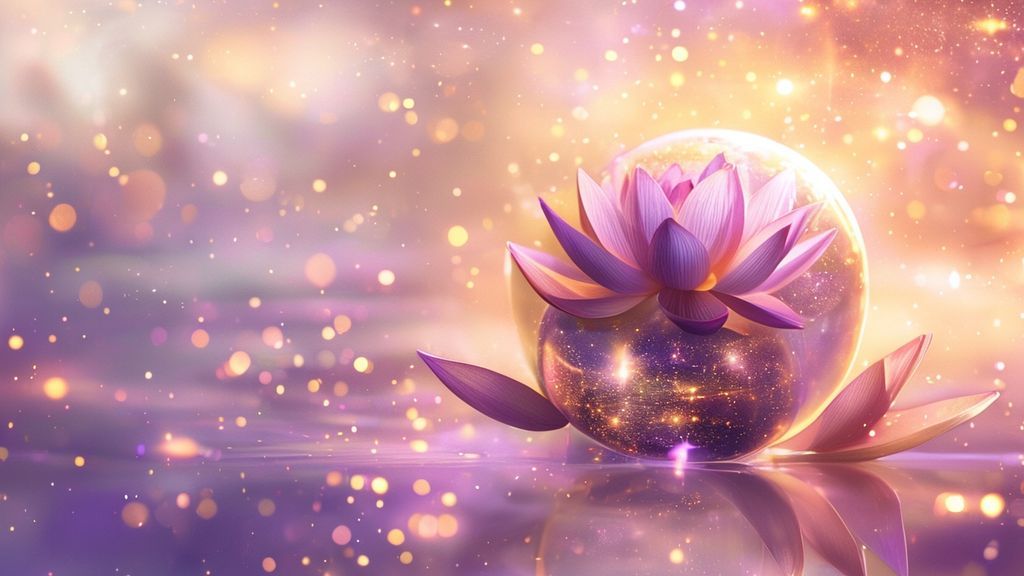 A celestial sphere, crackling with starlight, cradles a blooming lotus. Soft, diffused light bathes the scene in lavender and gold, symbolizing mental well-being and breaking stigma.