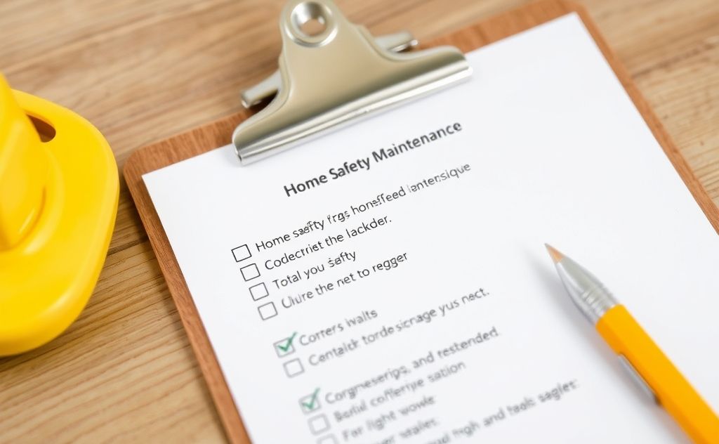 A checklist of home safety maintenance tasks on a clipboard.