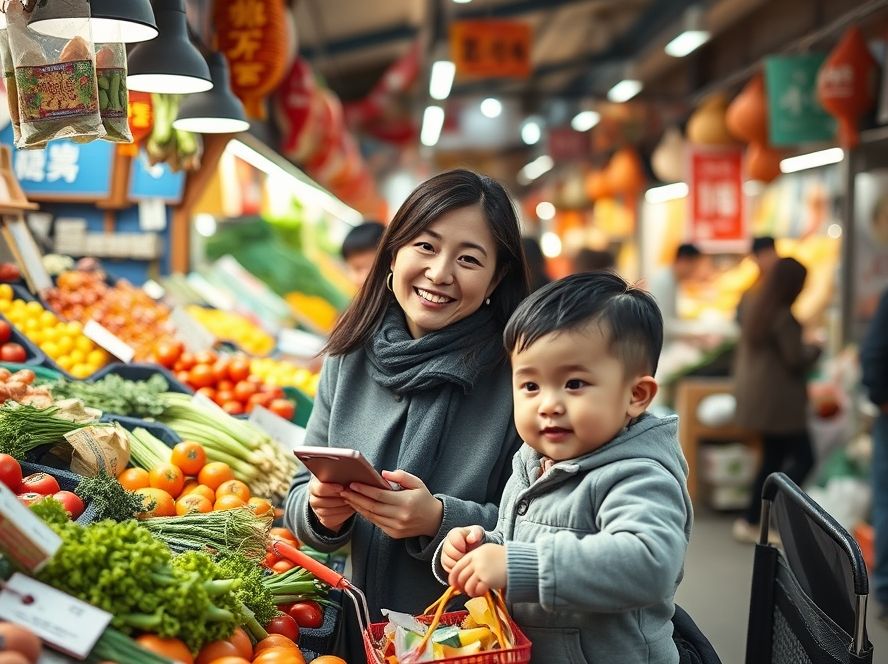 강북 전통시장에서 상생페이백으로 생활비를 절약하는 모습.