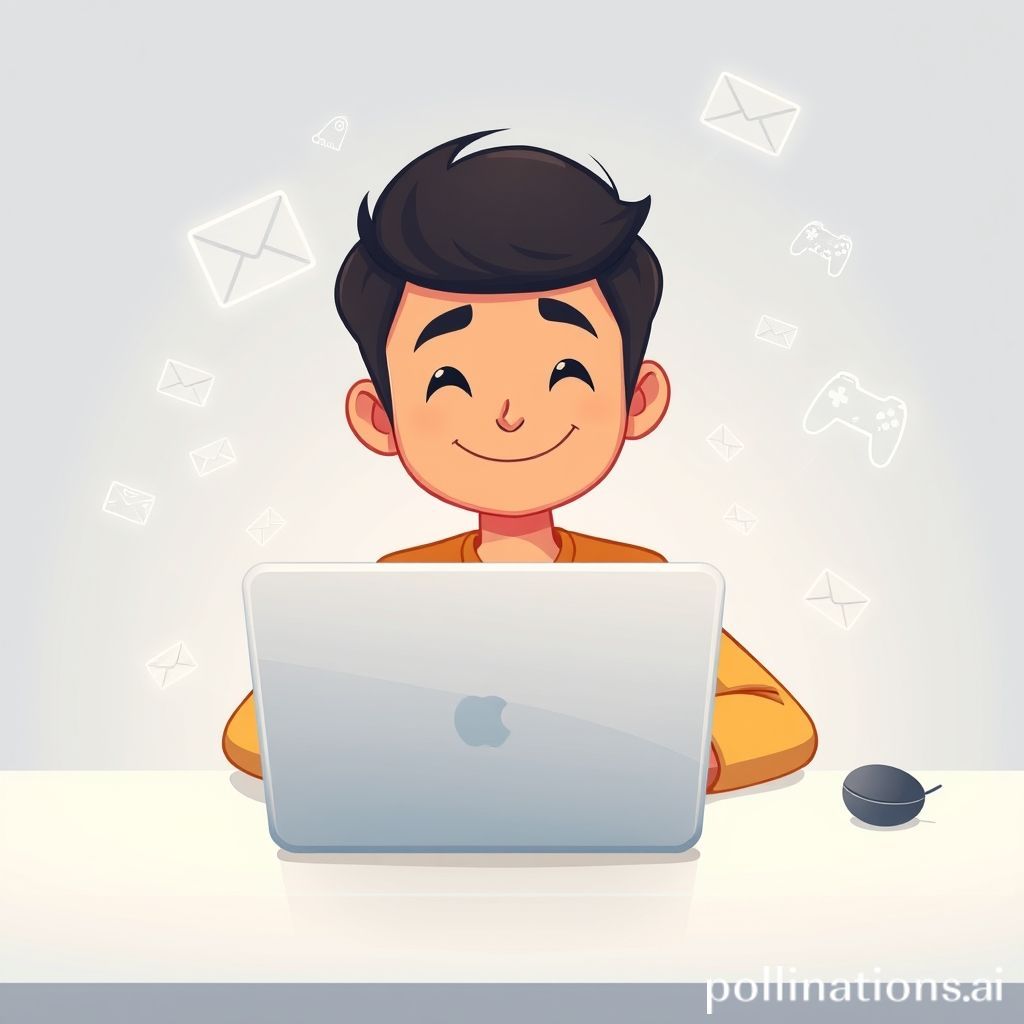 A cheerful, focused cartoon character (male or female) sitting calmly at a clean desk with a laptop. Around them, small, transparent, and faded digital icons (like social media logos, email envelopes, game controllers) are floating harmlessly in the background, unable to penetrate the character's concentration bubble. The character has a faint, determined smile. The overall impression is one of mastery over digital distractions.