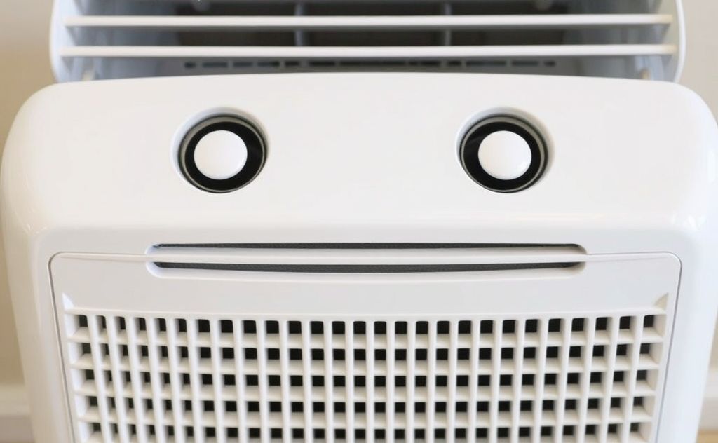 A clean air purifier with shining exterior and clear vents.