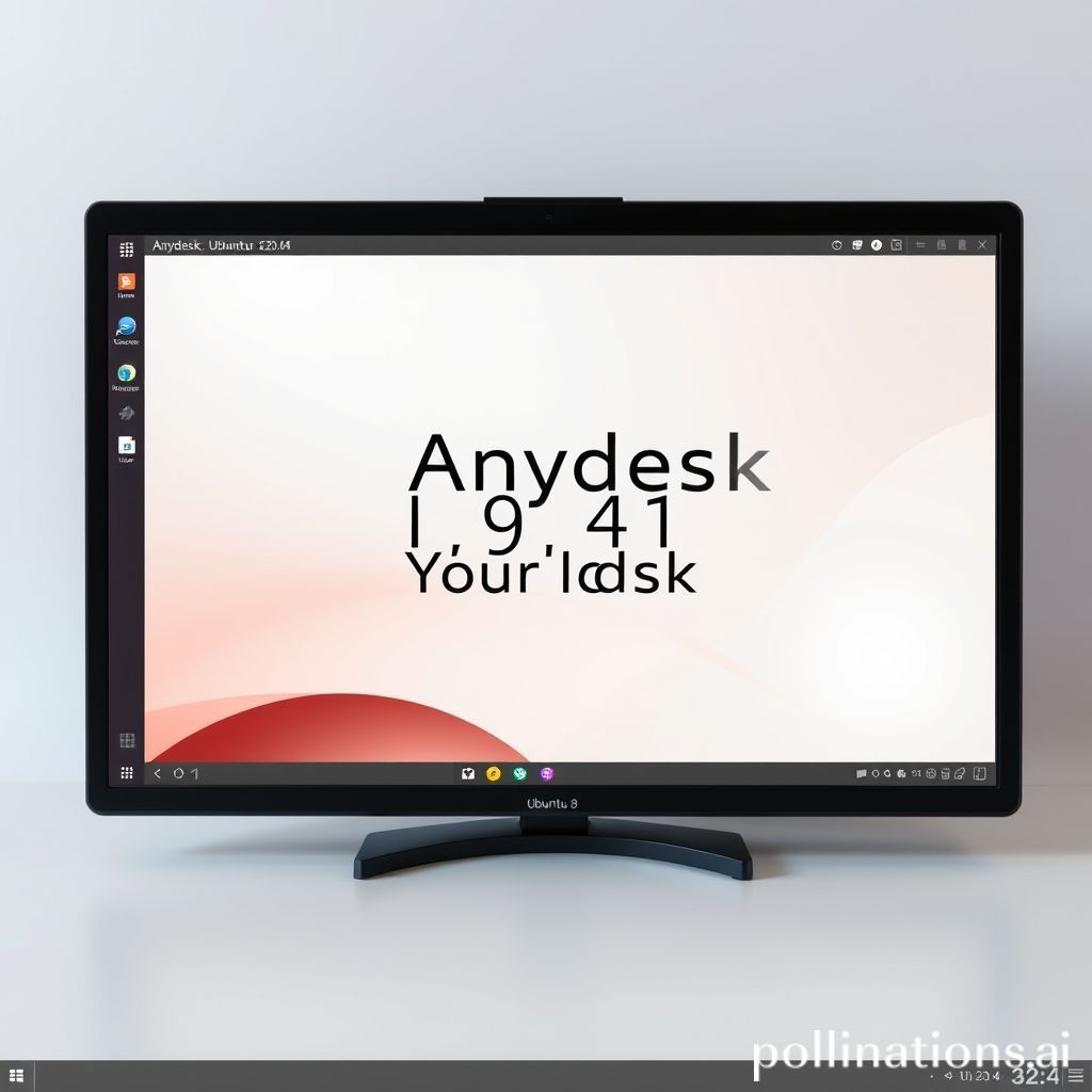 A clean and modern Ubuntu 22.04 desktop environment. On the screen, the Anydesk application is open, prominently displaying a unique 