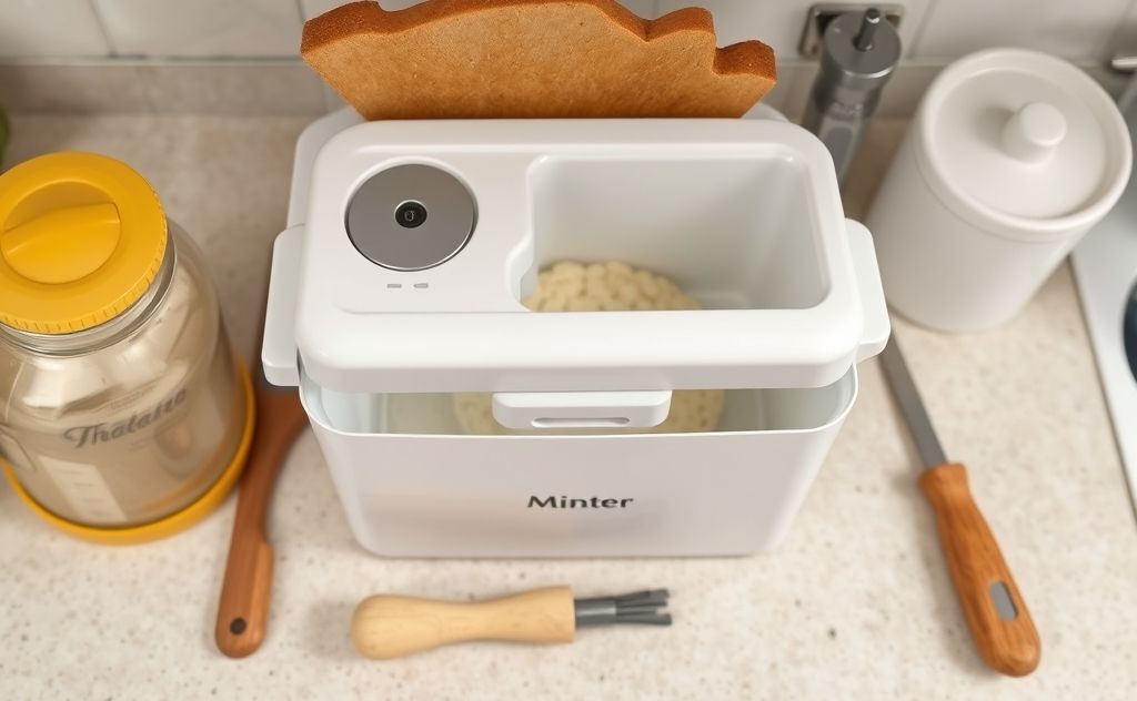 A clean and organized bread maker with tools for maintenance.