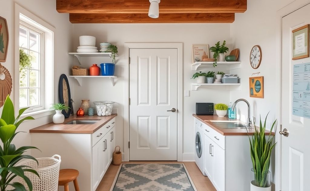 A clean and organized high-traffic zone in a home setting.
