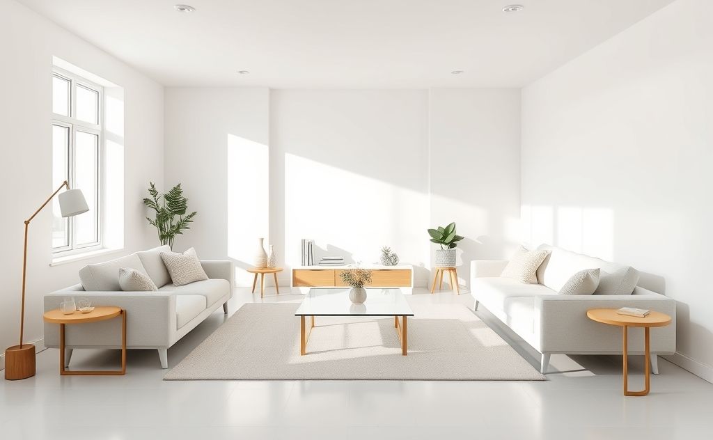 A clean and organized living space with minimal clutter.