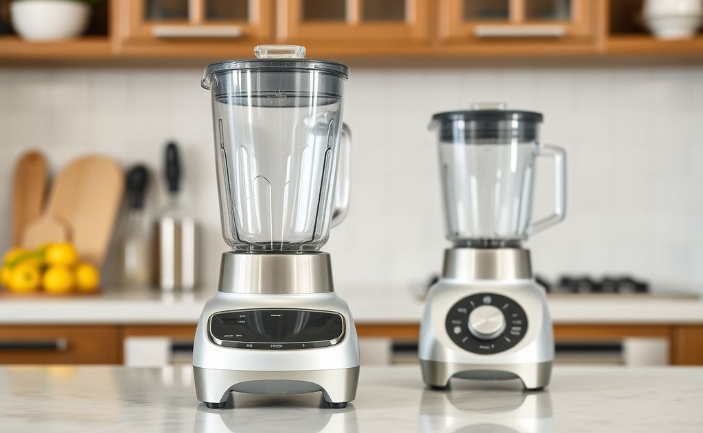 A clean and well-maintained kitchen blender on a countertop.
