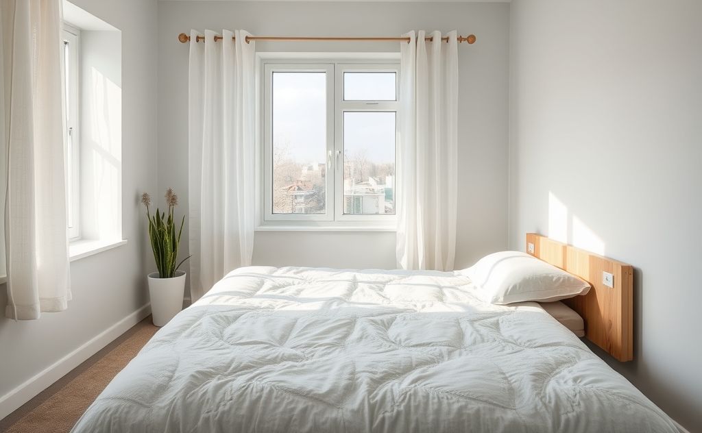 A clean bedroom with dust-free surfaces and fresh air.