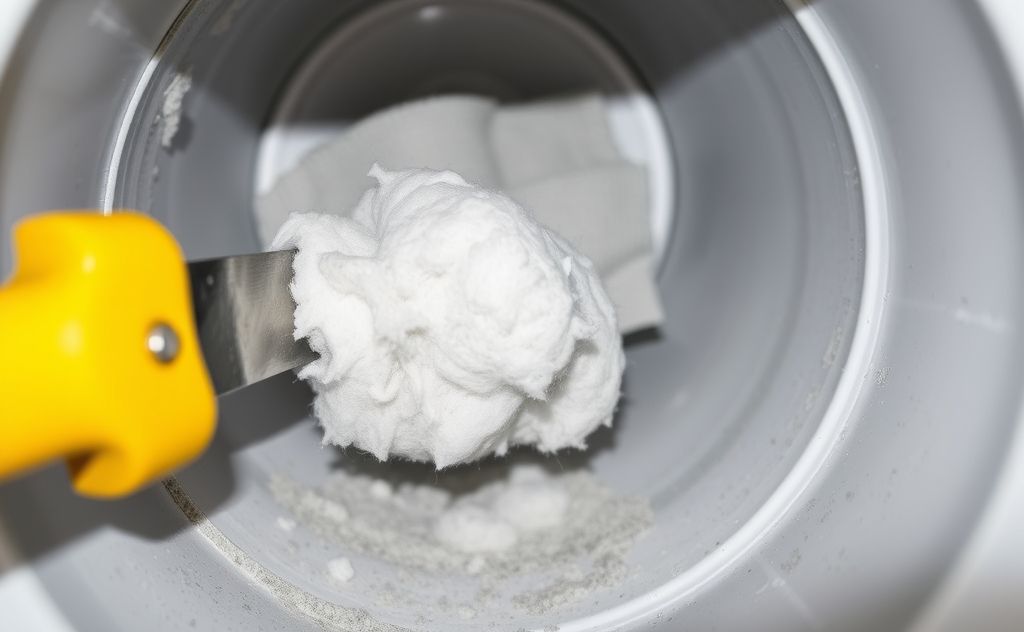 A clean dryer vent with tools and lint being removed.