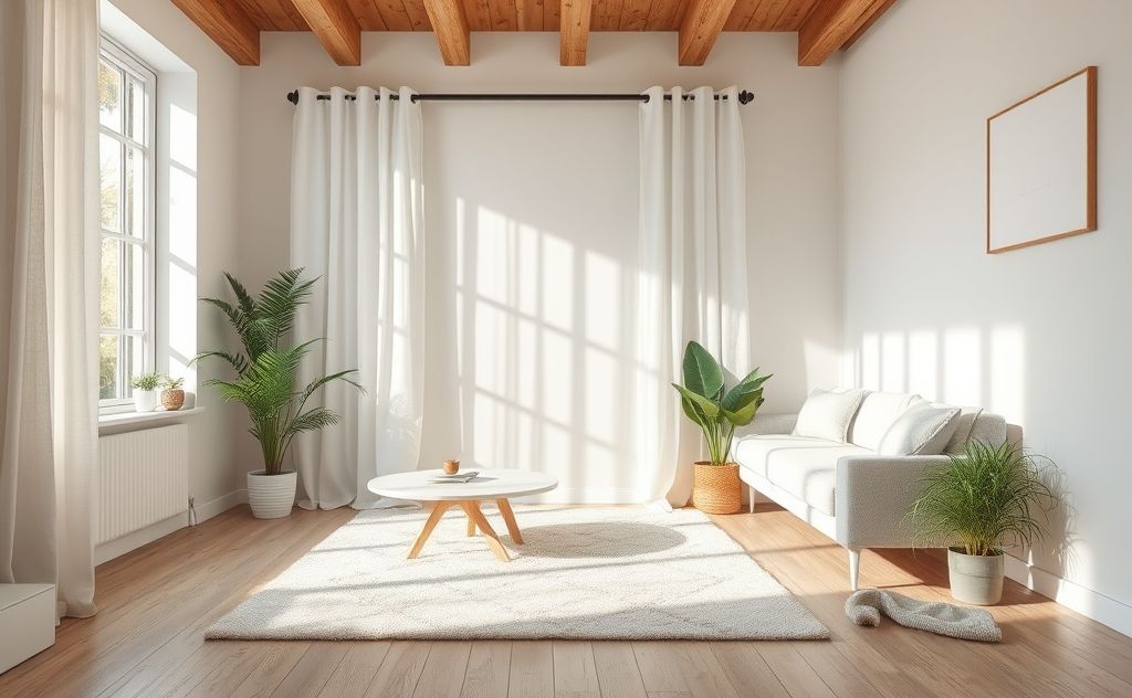A clean home environment with dust-free surfaces and fresh air.