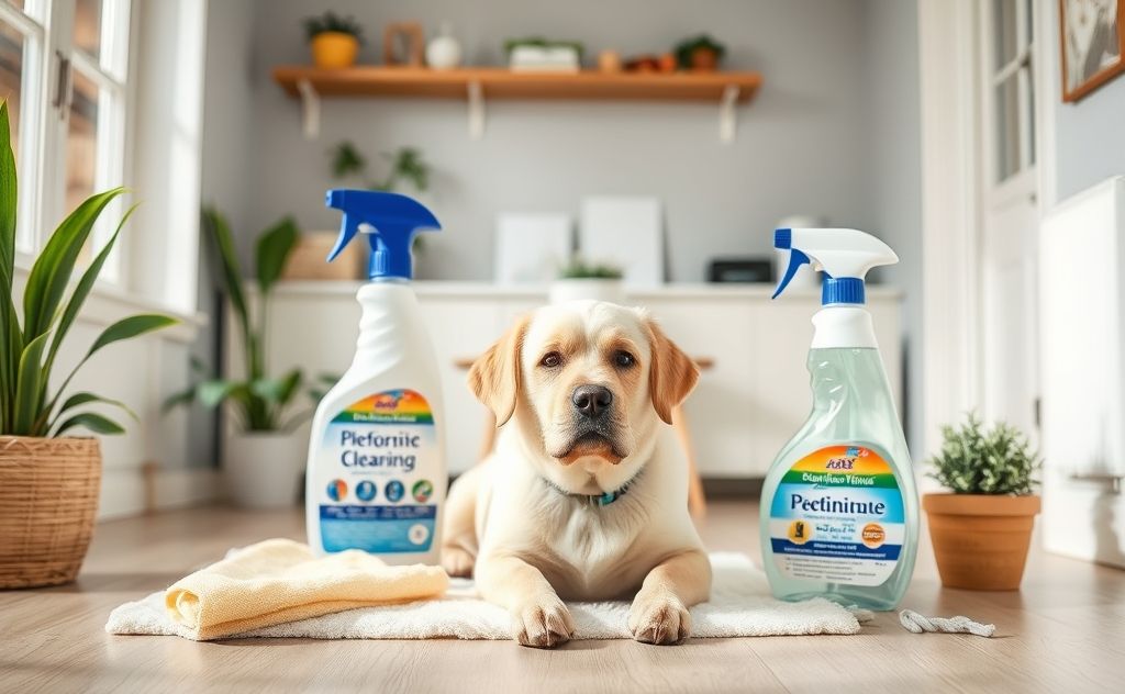 A clean home environment with pet-friendly cleaning supplies.