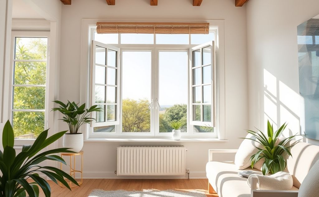 A clean home with open windows and fresh air flowing through.
