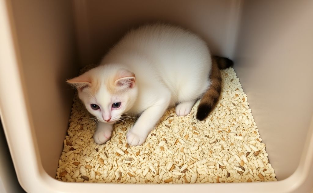 A clean litter box with fresh litter and a pleasant environment.
