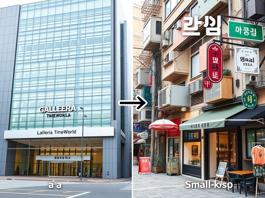 대규모 점포와 소상공인 상점을 명확히 구분하는 이미지