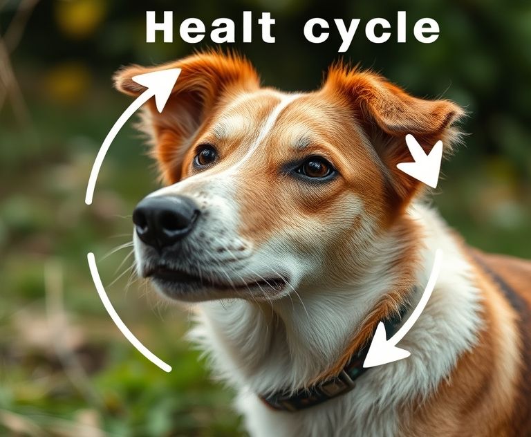 A close-up of a dog in a natural setting, symbolizing the heat cycle.