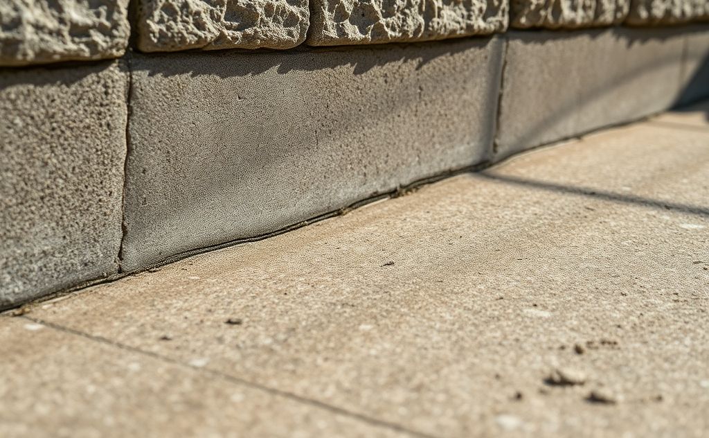 A close-up of a dry, well-sealed home foundation with no moisture.