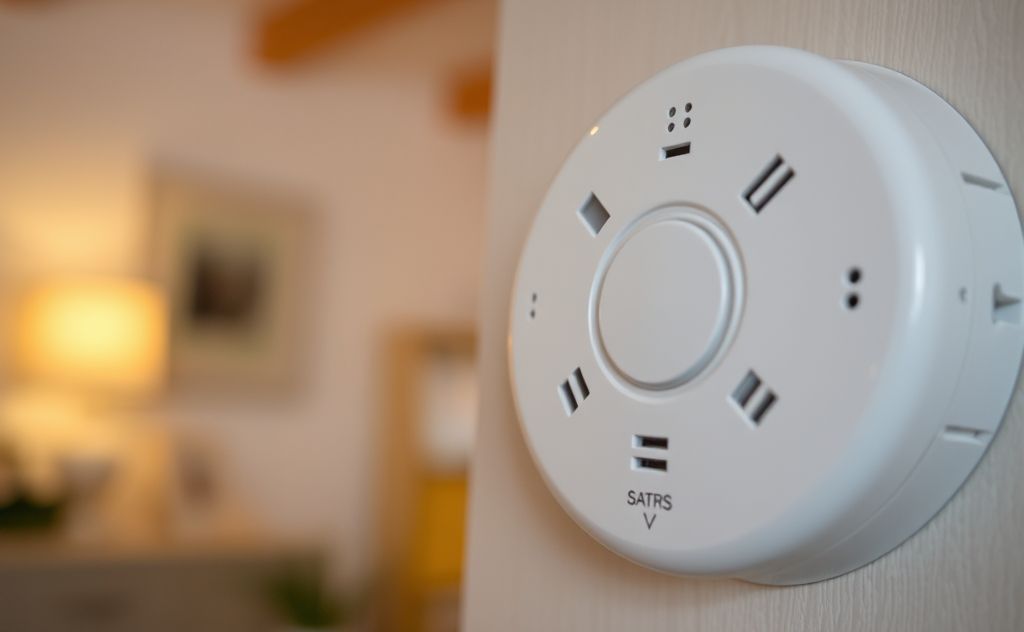 A close-up of a gas detector in a home environment.