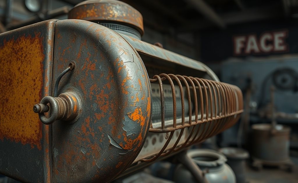 A close-up of a malfunctioning heater with visible wear and tear.