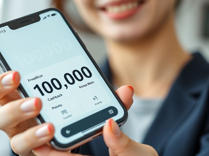 캐시백과 포인트로 구성된 10만원 혜택을 보여주는 금융 앱 화면