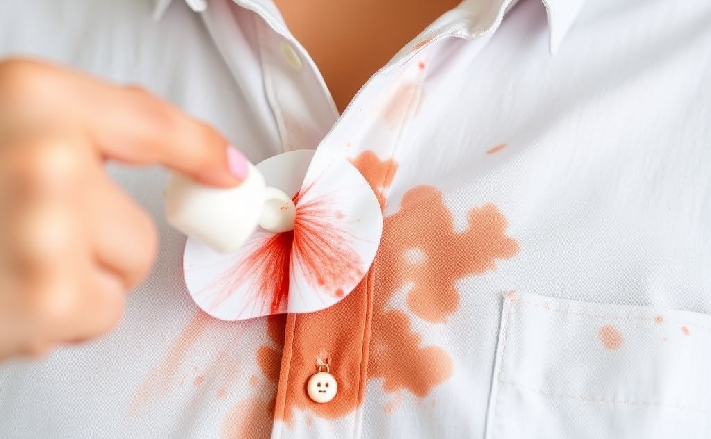 A close-up of a stained shirt being treated with natural stain removers.