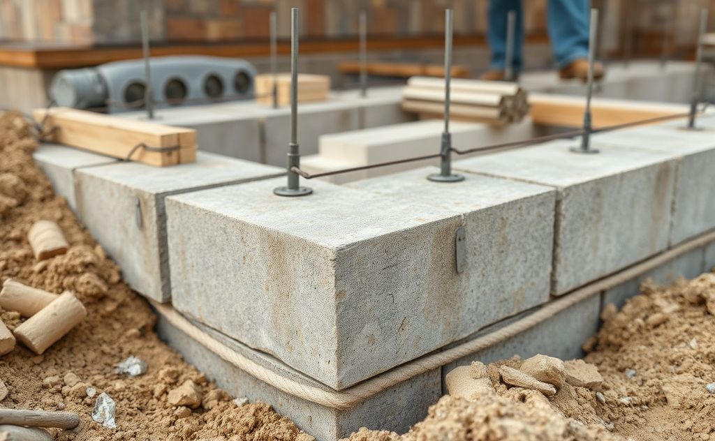 A close-up of a sturdy home foundation being reinforced with materials.