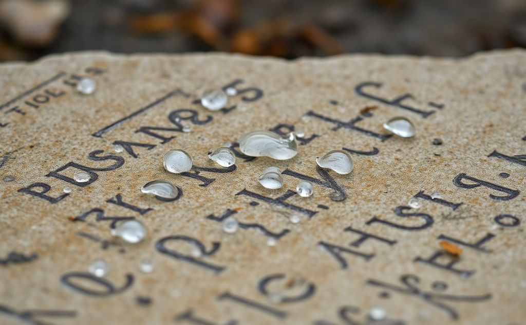 A close-up of bird droppings on a sacred text or stone surface.