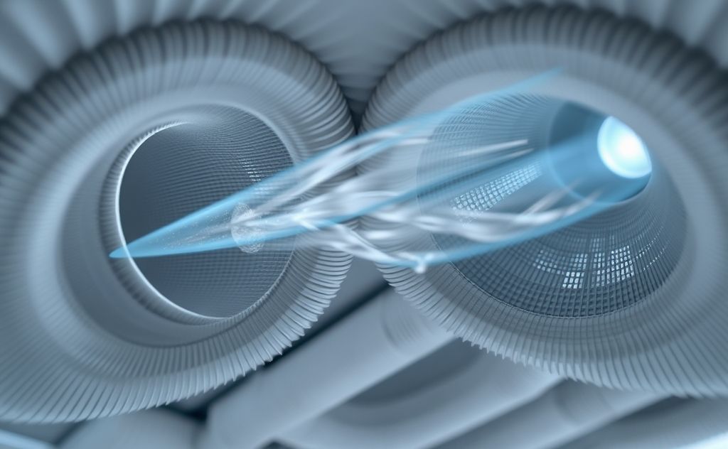 A close-up of clean air ducts with fresh air flowing through.