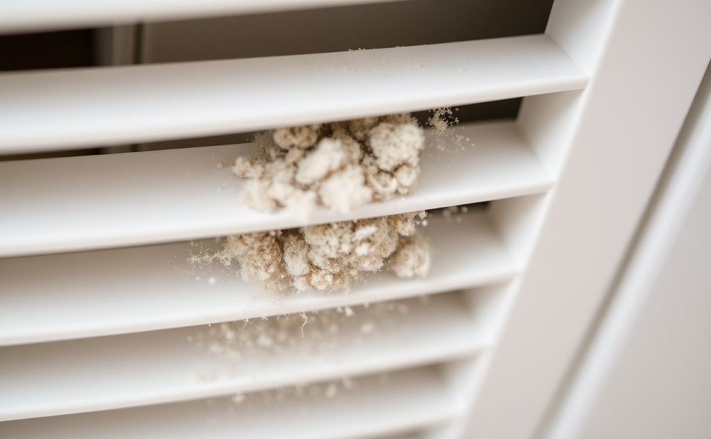 A close-up of clean air vents with dust being removed.