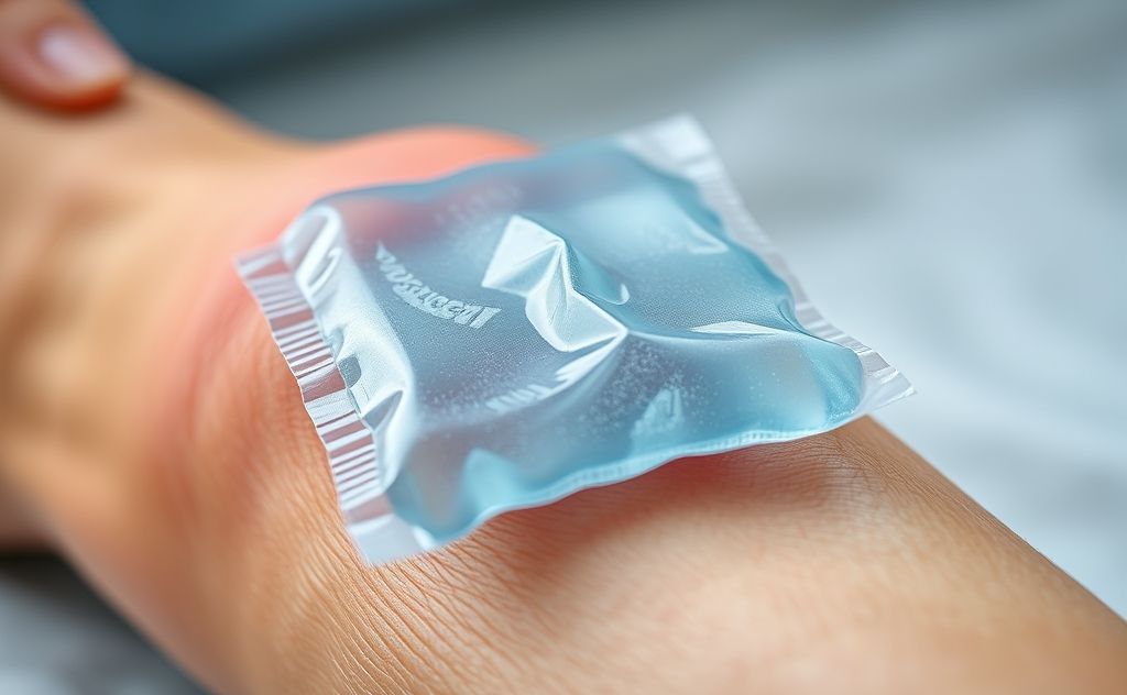 A close-up of ice packs resting on an arthritic joint.