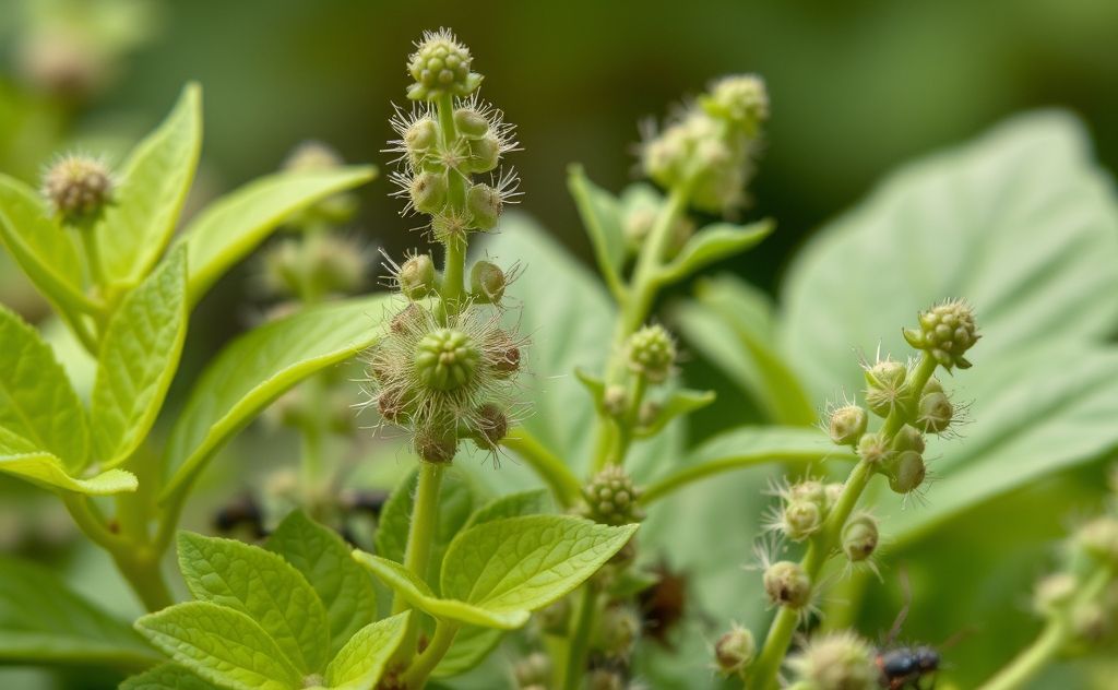 A close-up of natural pest control methods using plants and herbs.