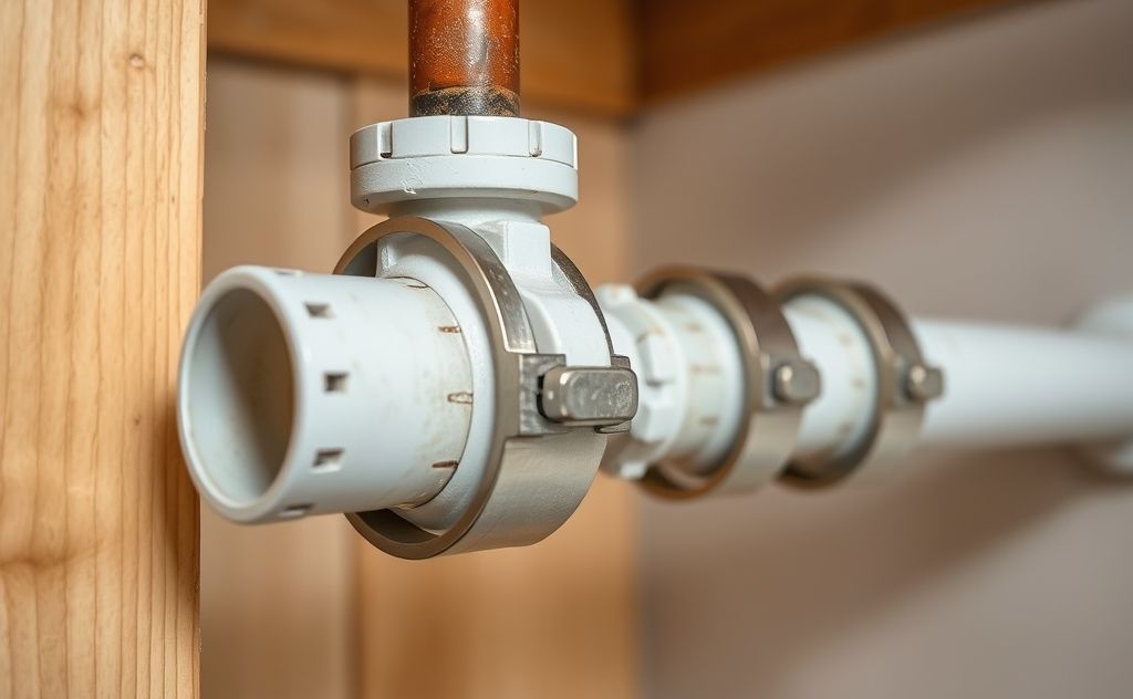 A close-up of pipe clamps securing loose pipes in a home setting