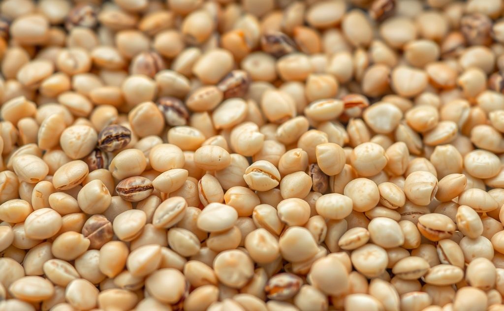 A close-up of small seeds suitable for feeding baby sparrows.