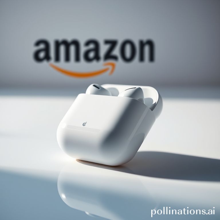 Apple AirPods Pro 3 berwarna putih dengan latar belakang minimalis, menyoroti penawaran diskon eksklusif di Amazon.