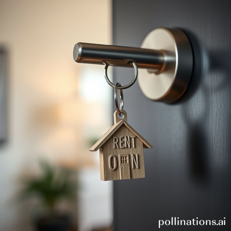 A hand with a house-shaped keychain unlocking a door, symbolizing property investment decisions.