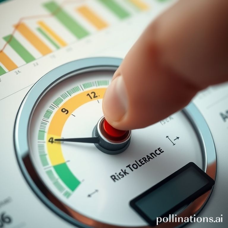 Hand setting an investment risk tolerance dial, visualizing comfort with portfolio fluctuations and guiding financial strategy.