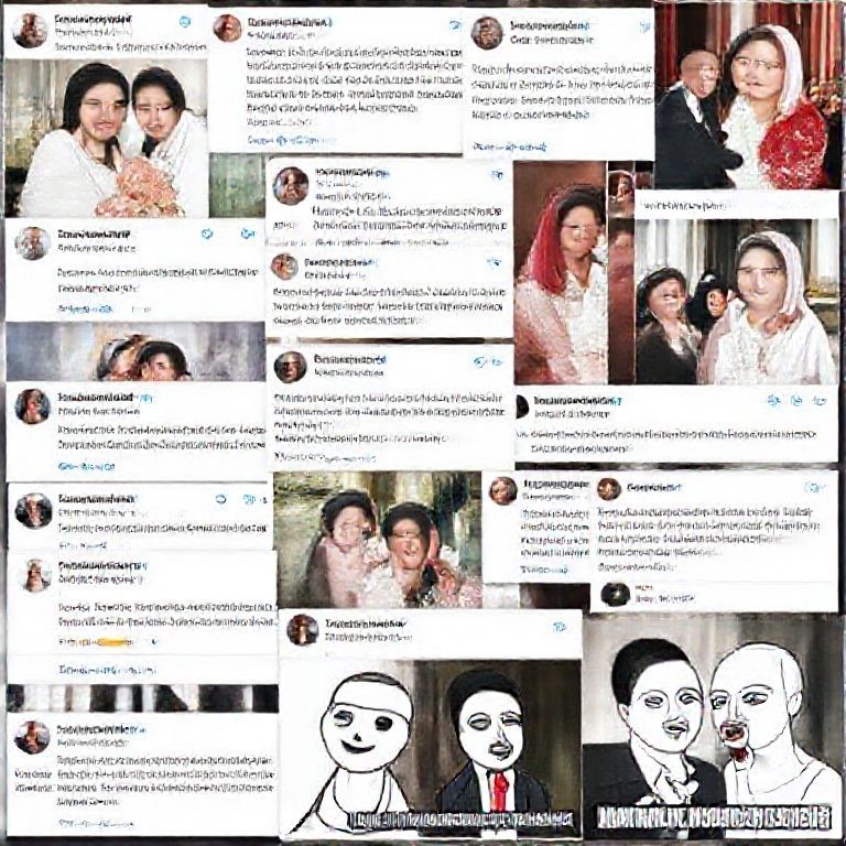 A collage of various social media posts and comments from netizens expressing admiration, curiosity, and witty remarks about Amanda Zahra's wedding, possibly incorporating popular Indonesian internet memes related to awe or envy.