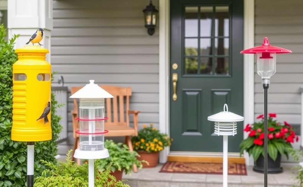 A collection of effective bird deterrents for porches.
