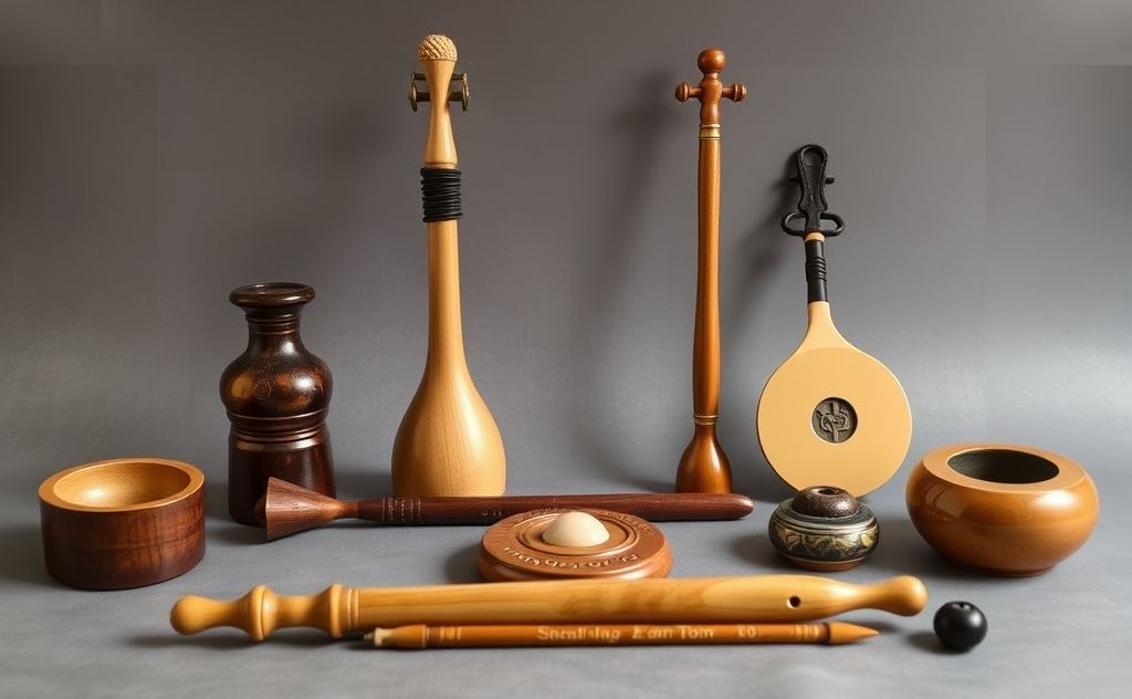 A collection of healing instruments for chakra sound therapy.